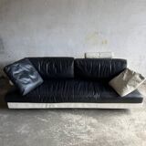 BnB Italia Sity 2-seater leather sofa — black seat with white leather base