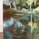 Reflections of trees on the water, oil on canvas signed