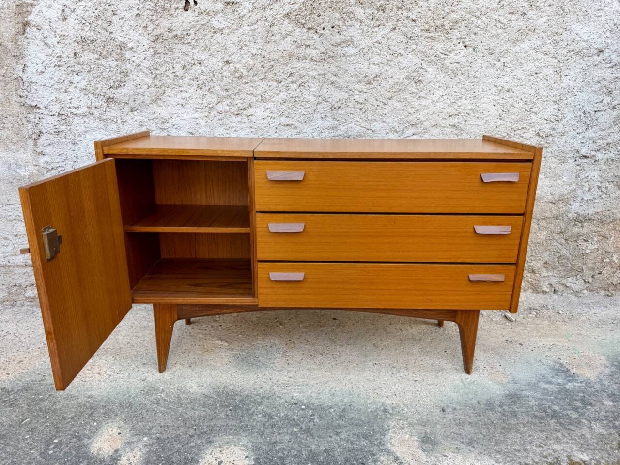 ✨ Superb Scandinavian sideboard convertible into a dressing table – Teak – 1950s