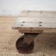 Vintage trolley coffee table, industrial wooden table on wheels, decor.