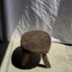 Small stool or small oval side table in solid teak wabi-sabi H24 53