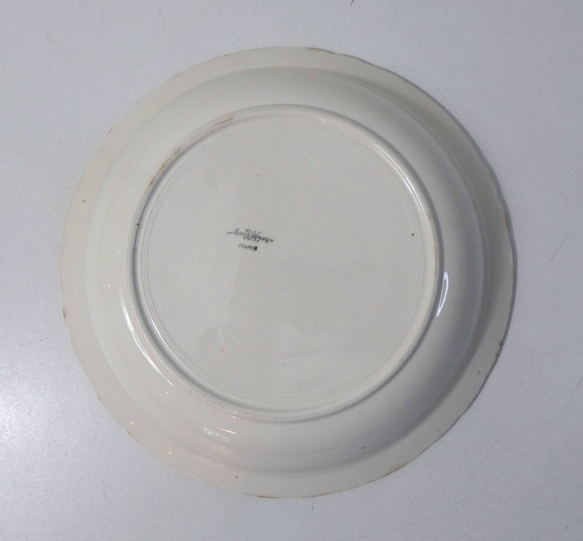 large deep vegetable dish Digoin Sarreguemines cream white