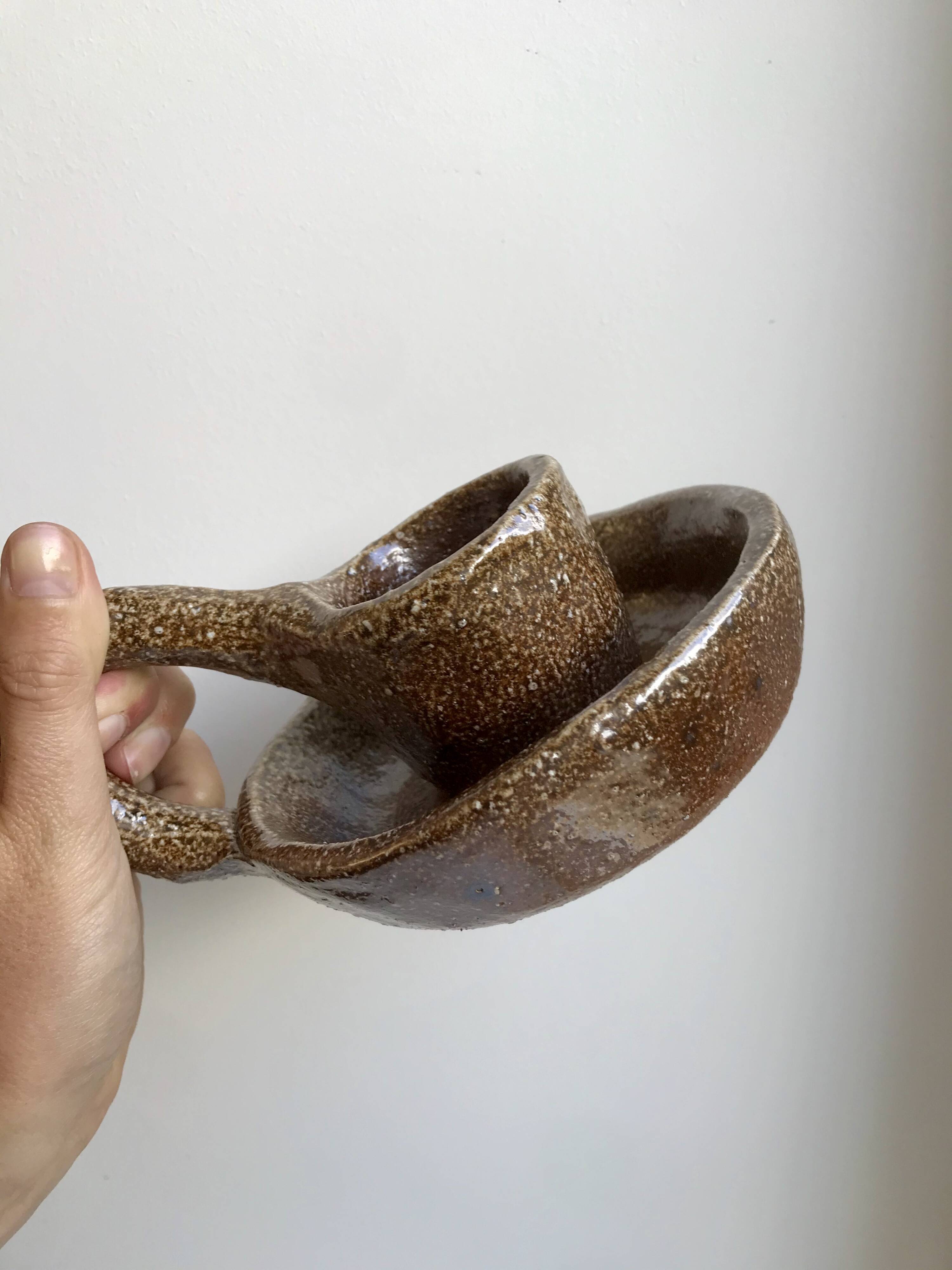 Ceramic candle holder pottery 70s