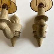Pair of Arlus torchlight wall light in art deco plaster 1950