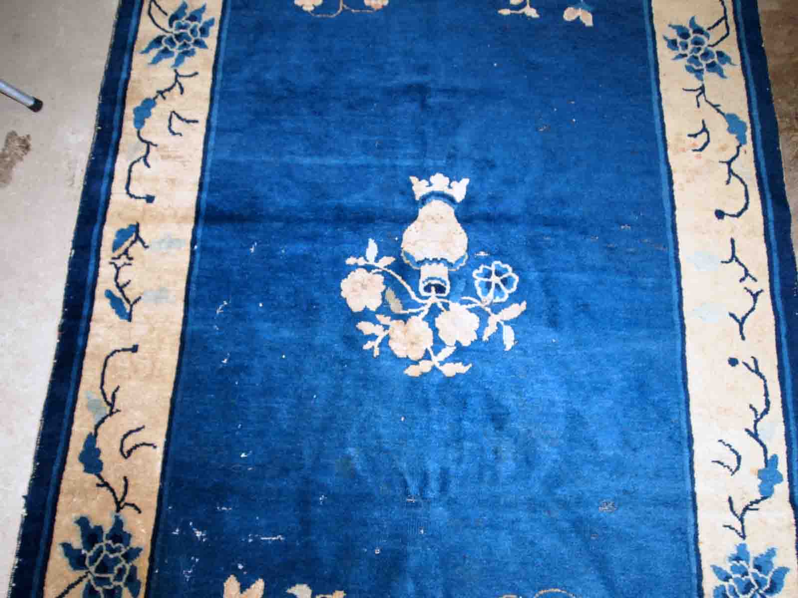 Old Chinese Peking handmade carpet 125cm x 195cm 1900s