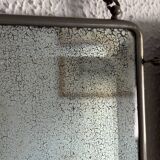 Vintage 1930s triptych barber mirror in black faux crocodile leather - 33 x 84 cm