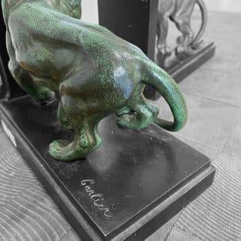 Lion and lioness bookends by Joseph Carlier, 1930