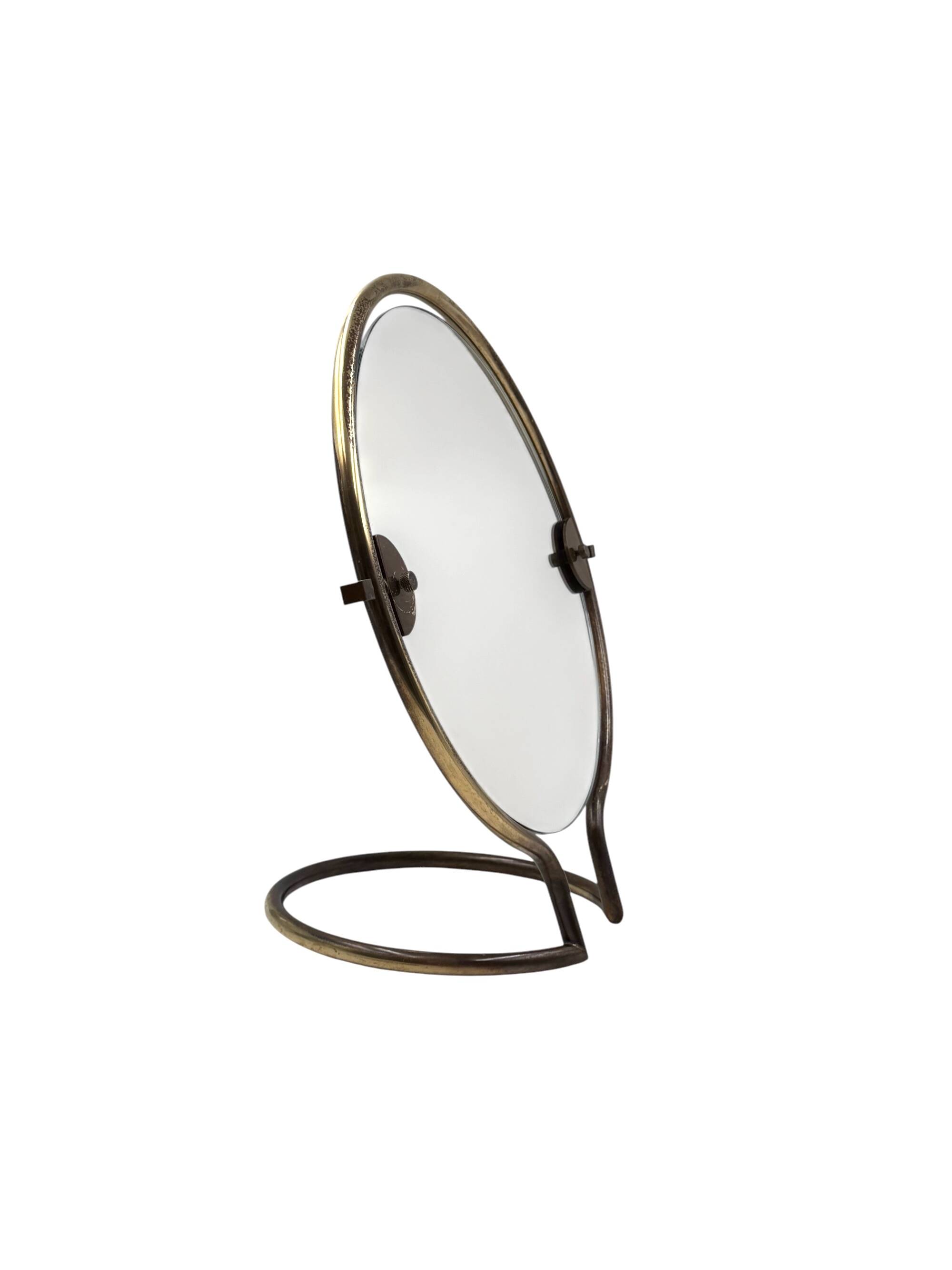 Mid-century brass table mirror / vanity, Italy 1960s