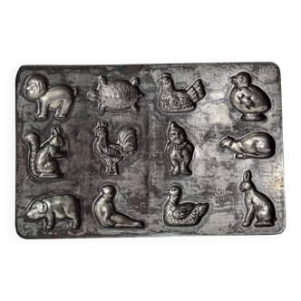 Old chocolate mold, various animal shapes, 19 x 12 cm