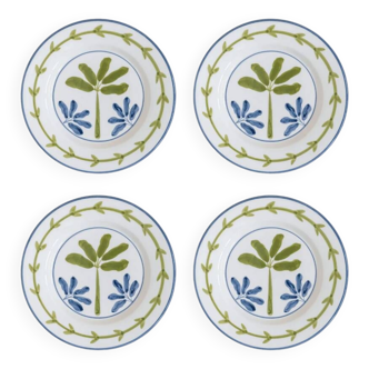 Set of 4 hand-painted ceramic dessert plates