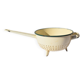 White enameled colander