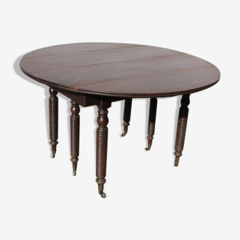 Large round table felling, 6 feet, expandable in mahogany