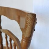 Vintage Beech Wood Windsor Dining Chair - 1970s Captains Armchair