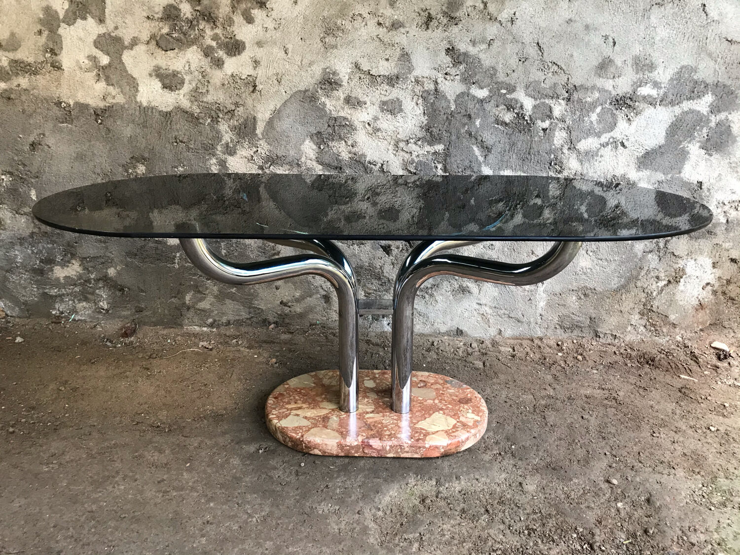 Smoked glass and marble table