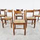 Vintage oak and wicker dining chairs, 1960s