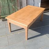 Solid wood coffee table with drawer and original key.