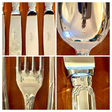 Christofle crossed ribbons, cutlery set for 6 people in new condition, 24 pieces.