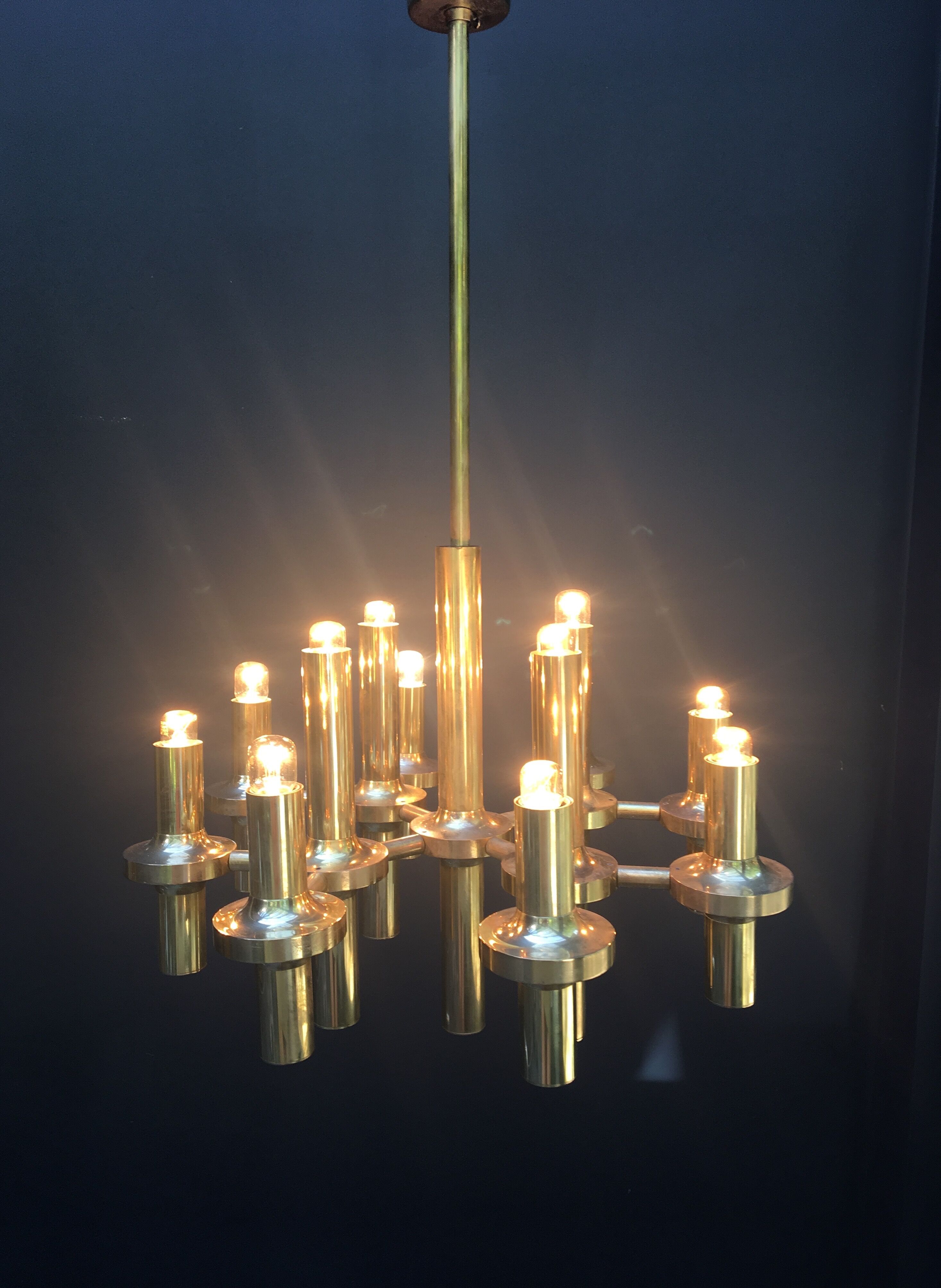 Chandelier brass by the Maison Sciolari circa 1960