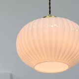 Vintage Opaline & Brass Pendant Lamp