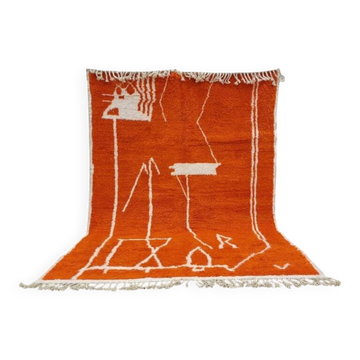 Tapis orange bérbere fait main traditionnel 3/2m