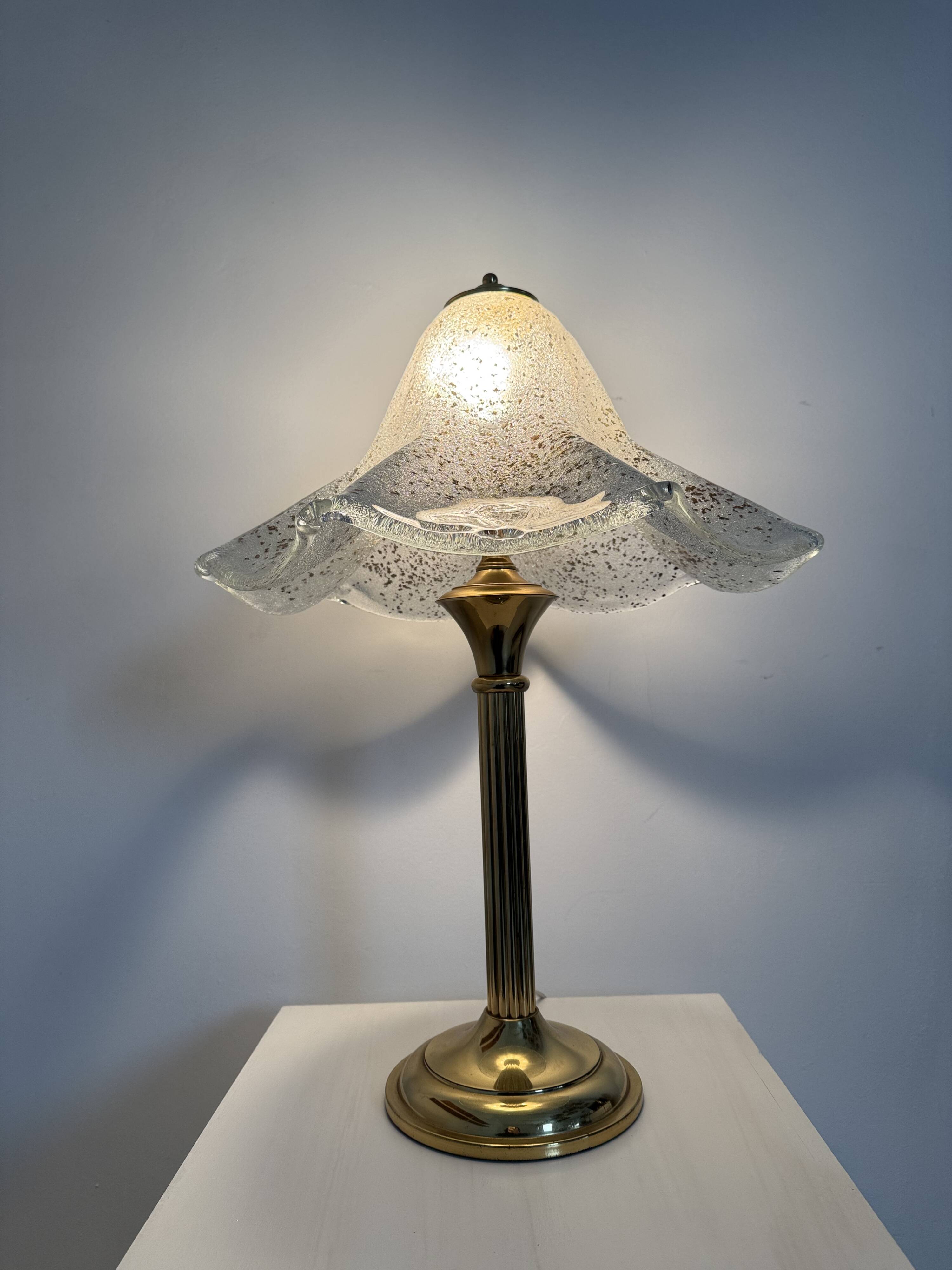 Mid century glass table lamp , 1970s