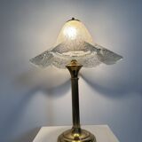 Mid century glass table lamp , 1970s