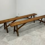 Pair of natural wood benches