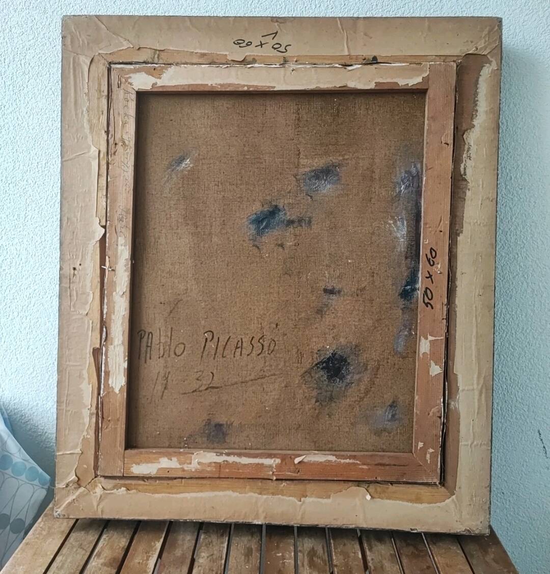 Portrait cubiste vintage d'une femme au chapeau, huile sur toile, rue Picasso