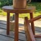 Duo of French half-moon farm stools tripod 60s