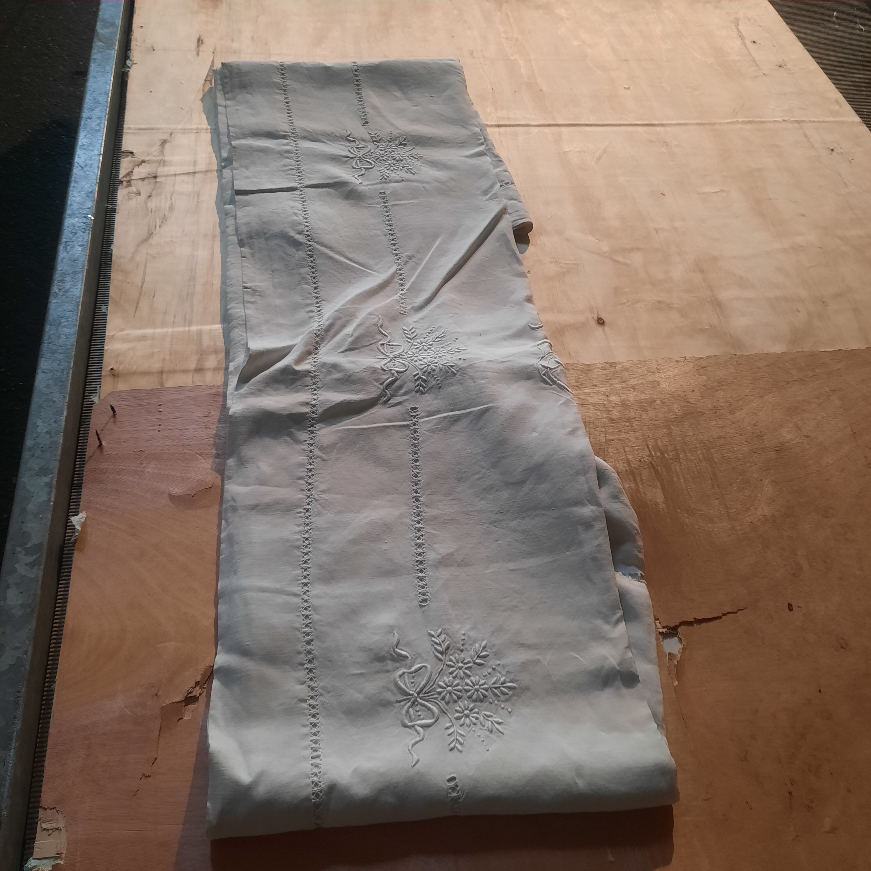 Embroidered linen sheet