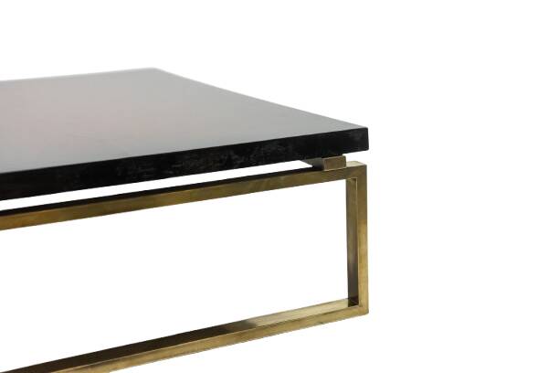 Maison Charles. Bronze coffee table with lacquered top. 1970s.