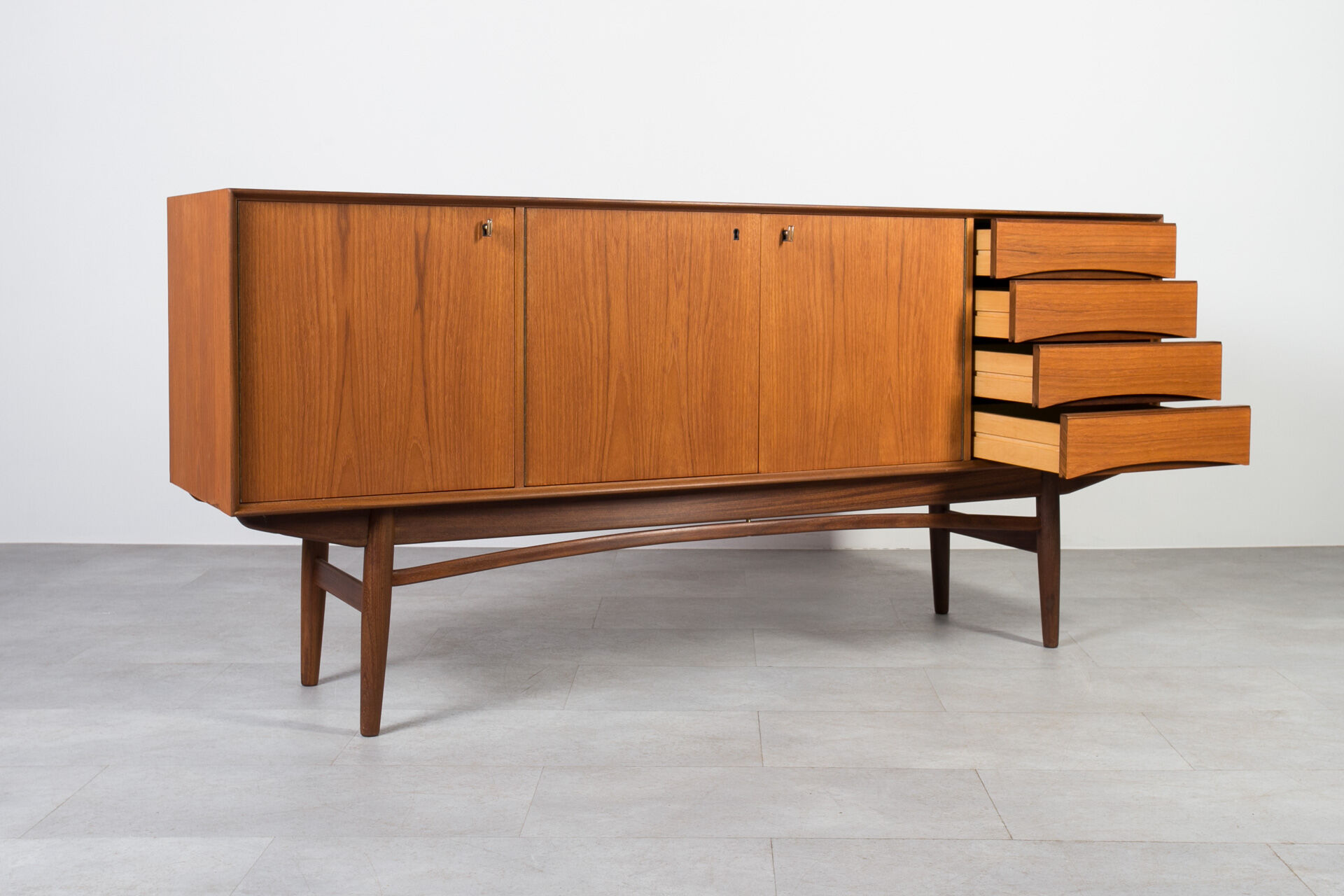 Midcentury Teak Sideboard, Norway, 1960s, Gustav Bahus Style, Fully Restore