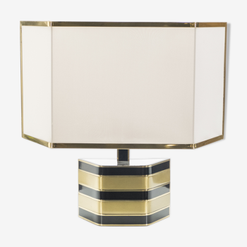 Italian Romeo Rega lamp black and brass 1970