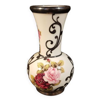Small Artlynsa porcelain vase hand-worked silver decoration