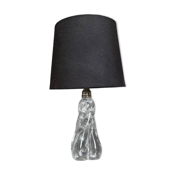 Pied de lampe vintage en cristal torsadé signé BACCARAT – XXe