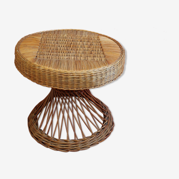 Round coffee table in vintage rattan 70s/80s 60x58 cm.
