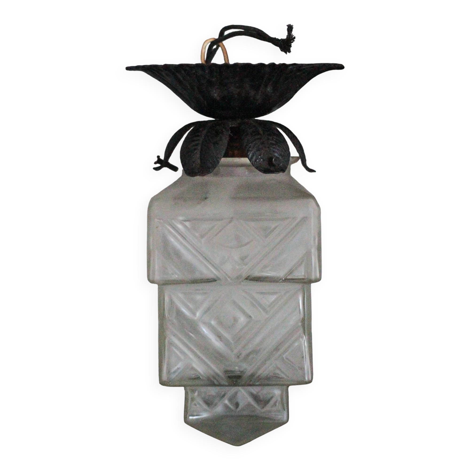 Art Deco pendant light, Art Deco tiered glass globe chandelier, skyscraper lamp