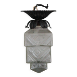 Art Deco pendant light, Art Deco tiered glass globe chandelier, skyscraper lamp