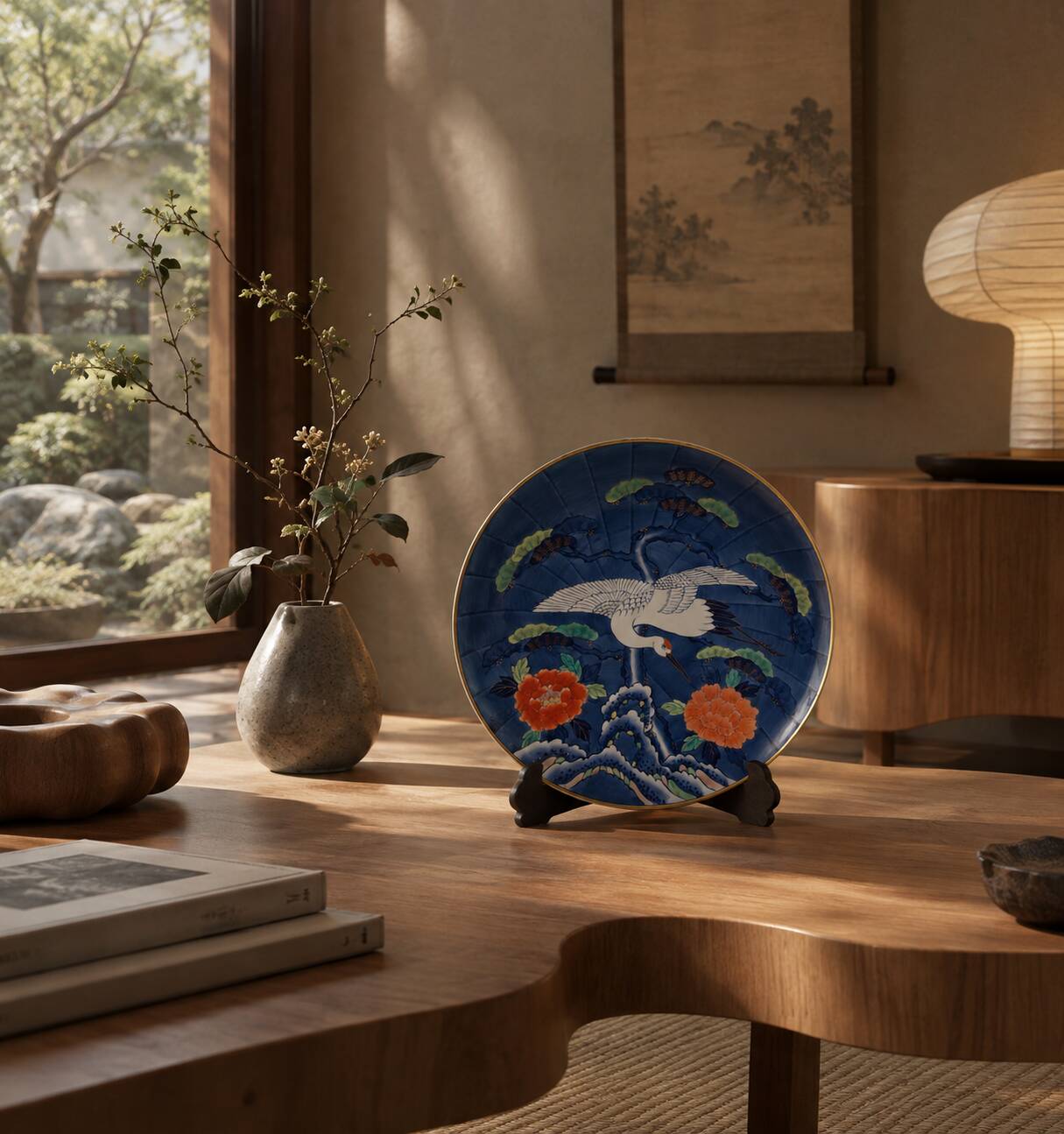 Large decorative porcelain plate from Arita — Mineyama Kiln