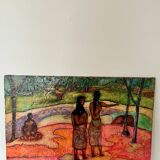 Landscape on cardboard