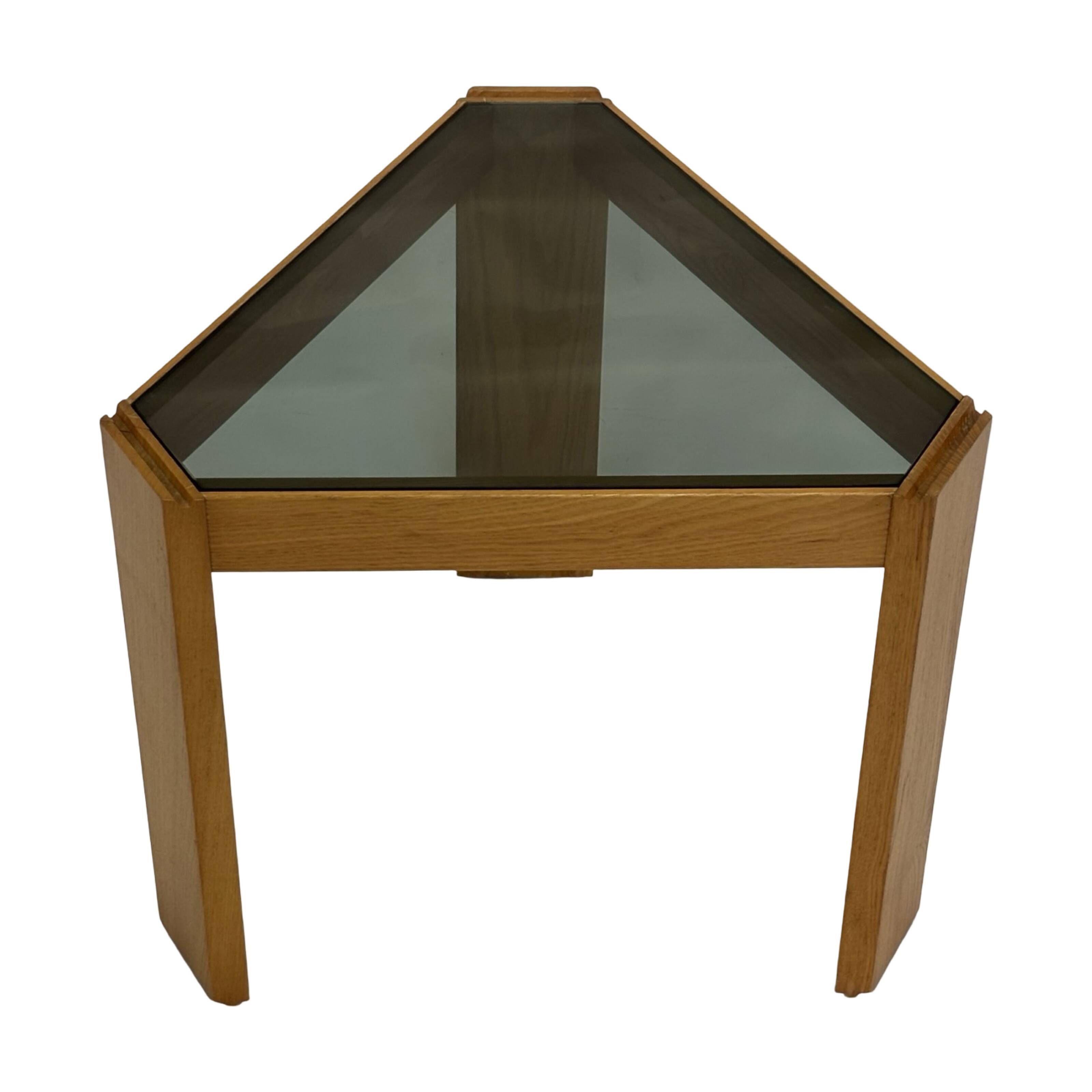 Vintage side table by Porada Arredi, 1970s wood and glass