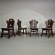 4 x Brutalist oak dining chairs / 60's