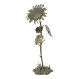 Grand cendrier tournesol en bronze argenté S. Agudo 62 cm