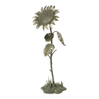 Large Sunflower Ashtray Silver Plated Bronze S. Agudo 62cm