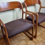 Pair of Baumann armchairs, model "sled", 1960