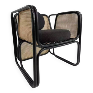 Fauteuil cubique en rotin - cannage noir