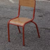 8 vintage wooden and metal school chairs