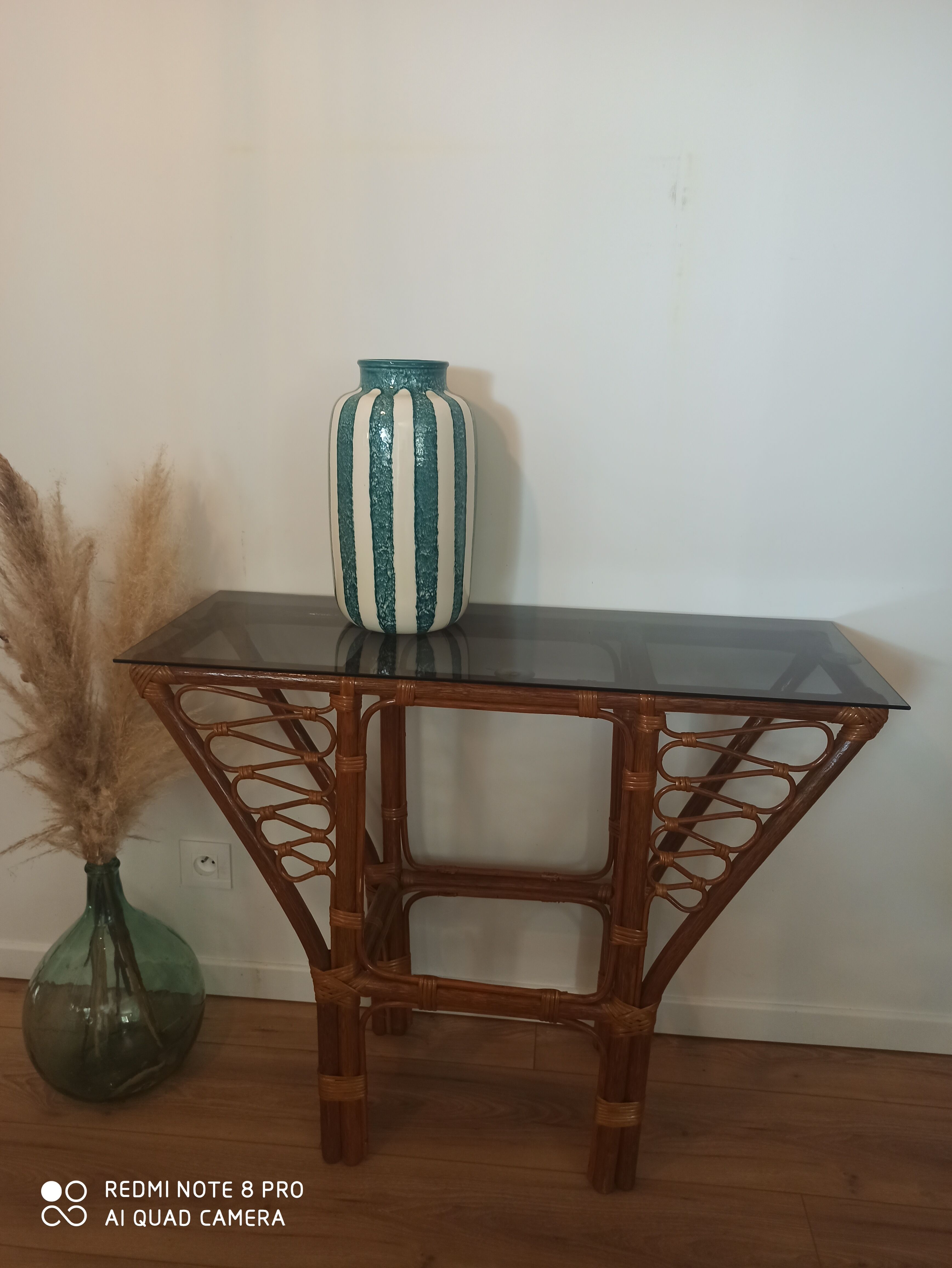 Vintage rattan console