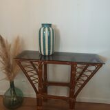 Vintage rattan console