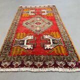 Small Vintage Turkish Rug 96x48 cm, Short Runner, Tribal, Shabby, Mini Carpet
